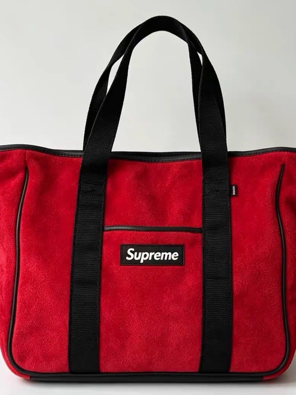 Supreme Red Duffel Tote with Black Straps